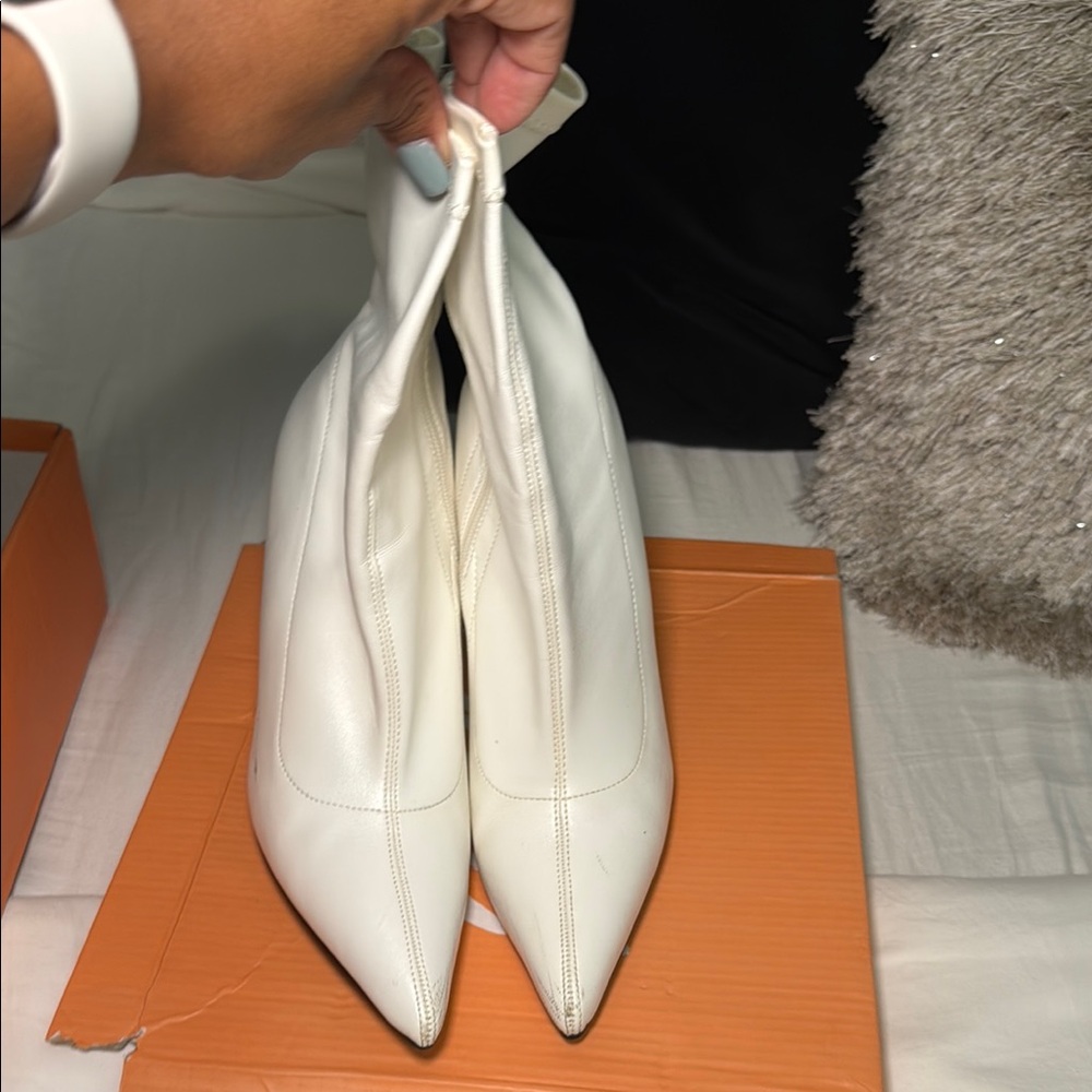 Public Desire White Heeled Boots with Pointed Toe